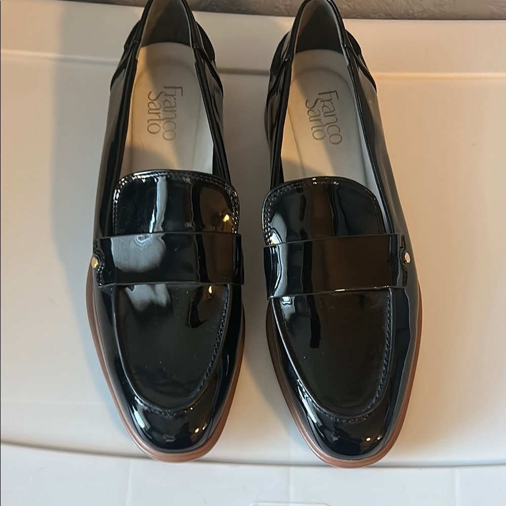 Franco Sarto Black Patent Leather Loafers